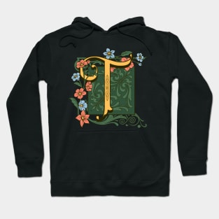 Art Nouveau Letter T, Ornamental Letter T, Art Deco Hoodie